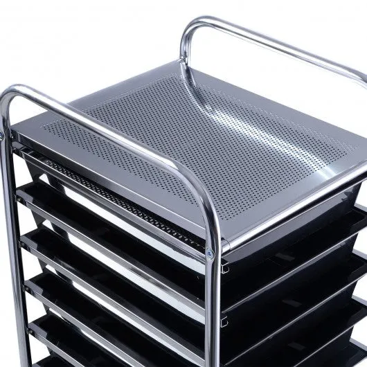 10 Drawer Rolling Storage Cart Organizer-Black