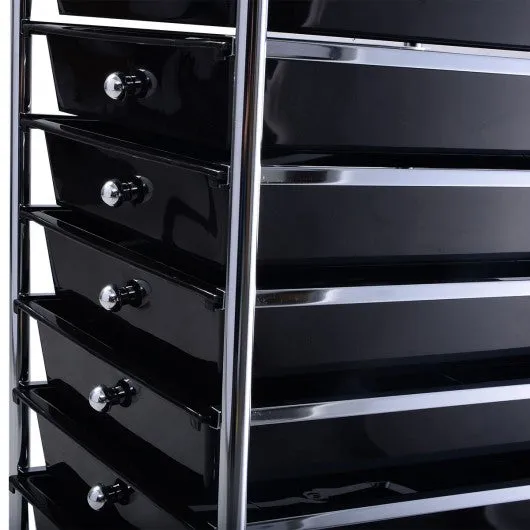 10 Drawer Rolling Storage Cart Organizer-Black