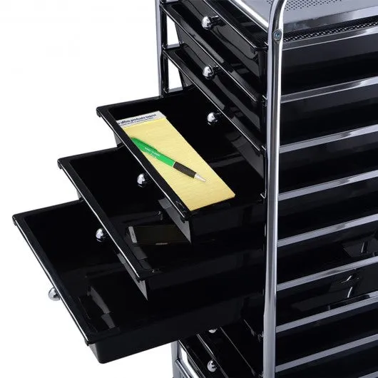 10 Drawer Rolling Storage Cart Organizer-Black
