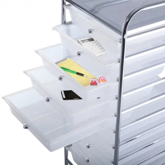 10 Drawer Rolling Storage Cart Organizer-Clear