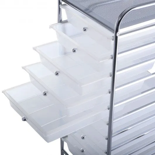 10 Drawer Rolling Storage Cart Organizer-Clear