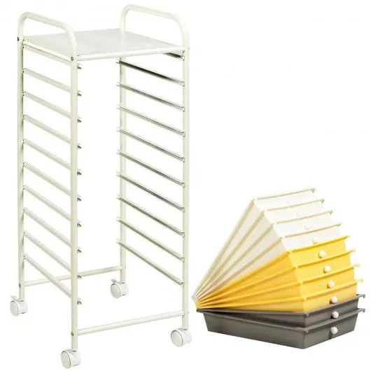 10 Drawer Rolling Storage Cart Organizer-Yellow