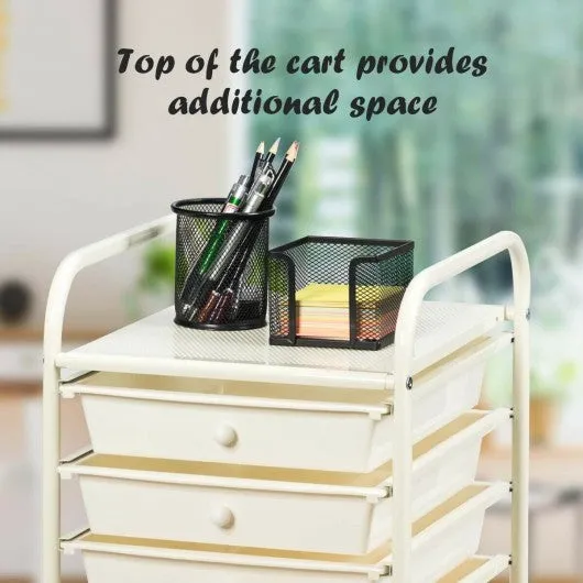 10 Drawer Rolling Storage Cart Organizer-Yellow