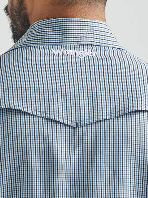 112326154 - Wrangler Men’s Performance Snap LS Plaid - Blue Gray