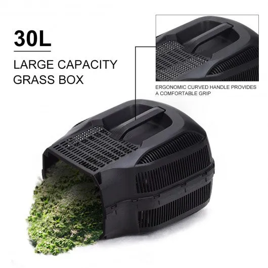 14" Electric Push Lawn Corded Mower with Grass Bag-Green