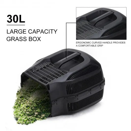 14" Electric Push Lawn Corded Mower with Grass Bag-Red