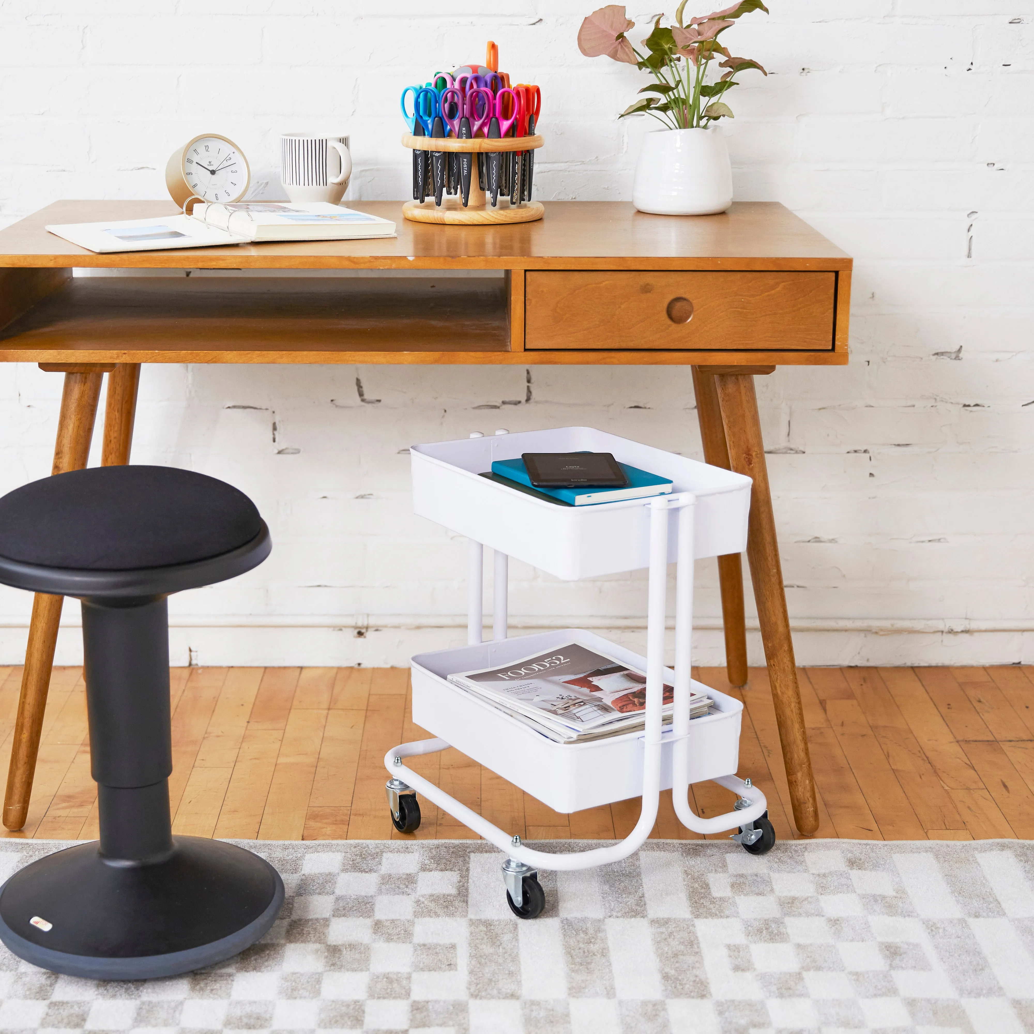 2-Tier Metal Rolling Utility Cart, Mobile Storage Organizer