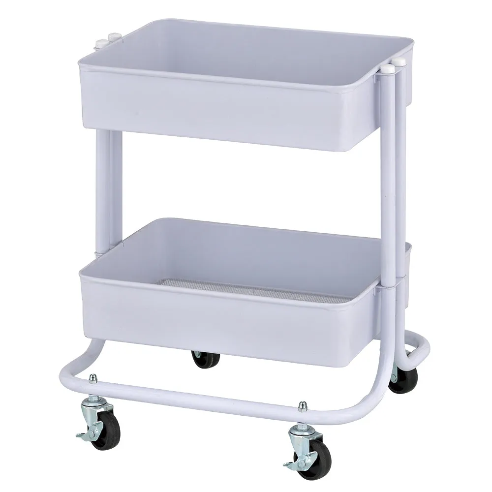 2-Tier Metal Rolling Utility Cart, Mobile Storage Organizer