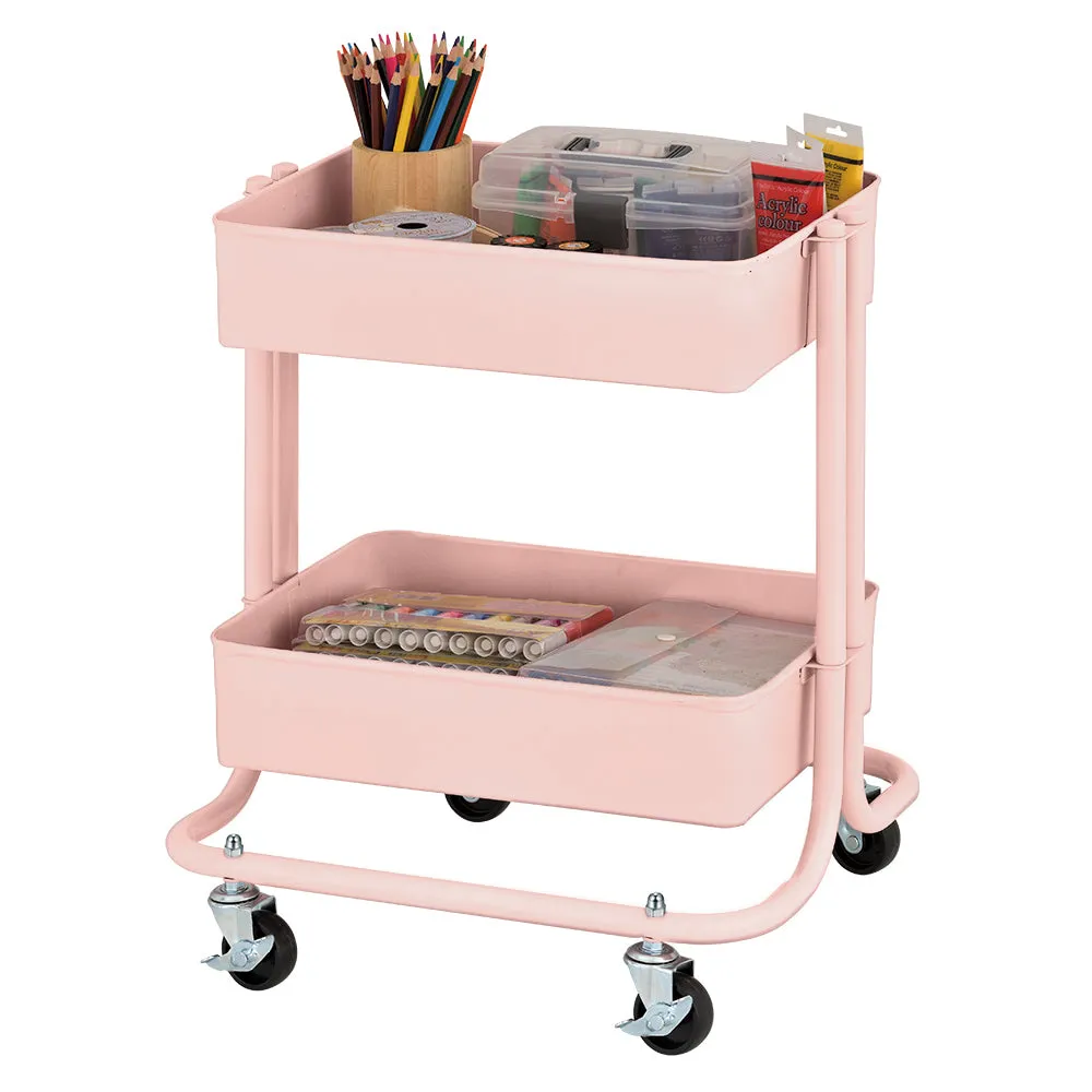 2-Tier Metal Rolling Utility Cart, Mobile Storage Organizer