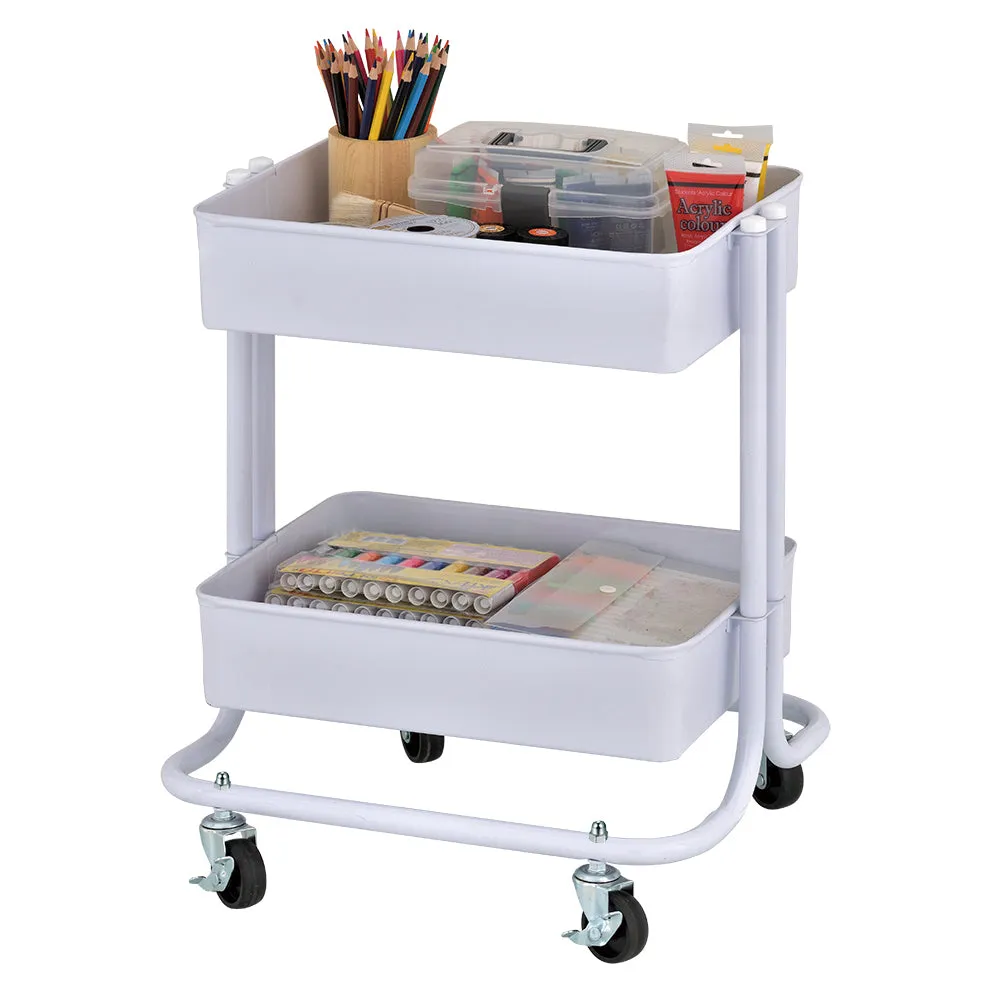 2-Tier Metal Rolling Utility Cart, Mobile Storage Organizer