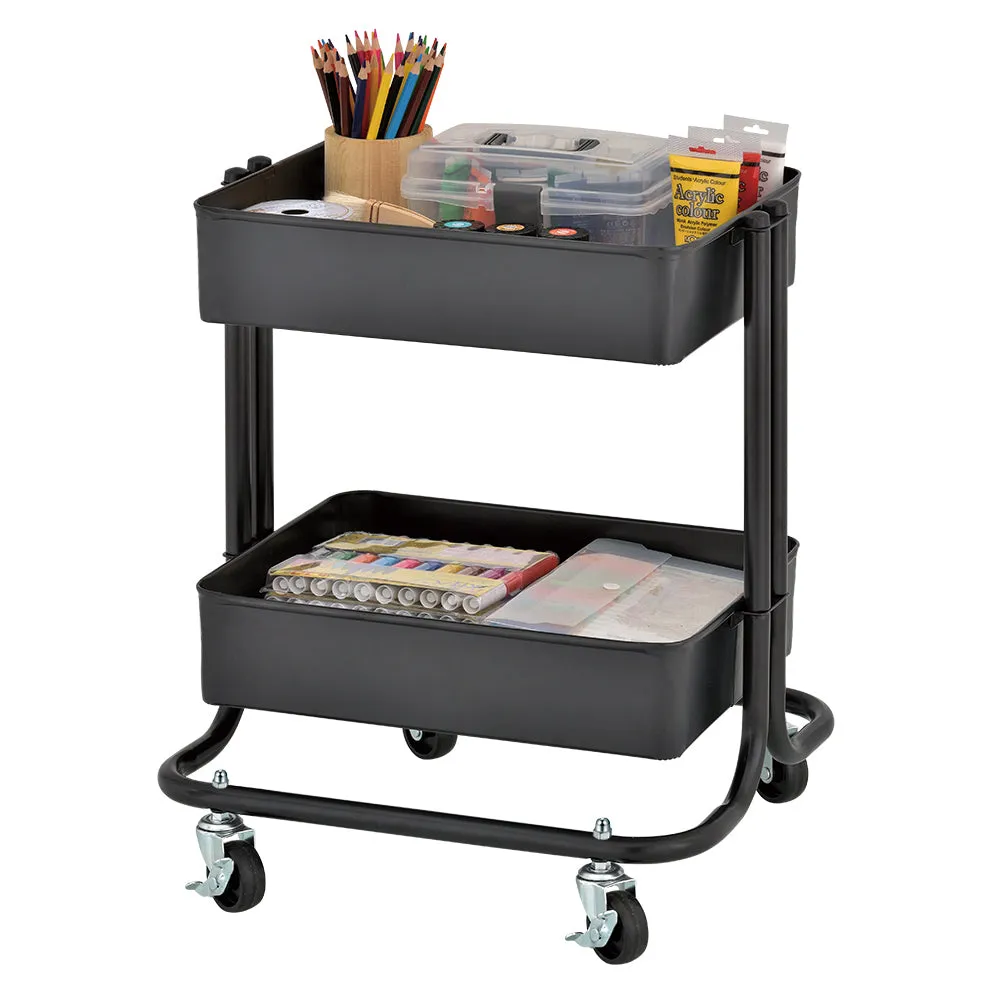 2-Tier Metal Rolling Utility Cart, Mobile Storage Organizer