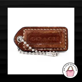 2" Medium COACH BROWN BLACK LEATHER KEY FOB BAG CHARM KEYCHAIN HANGTAG TAG