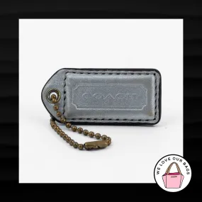 2" Medium COACH SILVER METALLIC LEATHER BRASS KEY FOB BAG CHARM KEYCHAIN HANGTAG