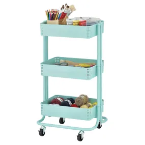 3-Tier Metal Rolling Utility Cart, Mobile Storage Organizer