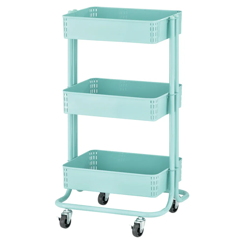 3-Tier Metal Rolling Utility Cart, Mobile Storage Organizer