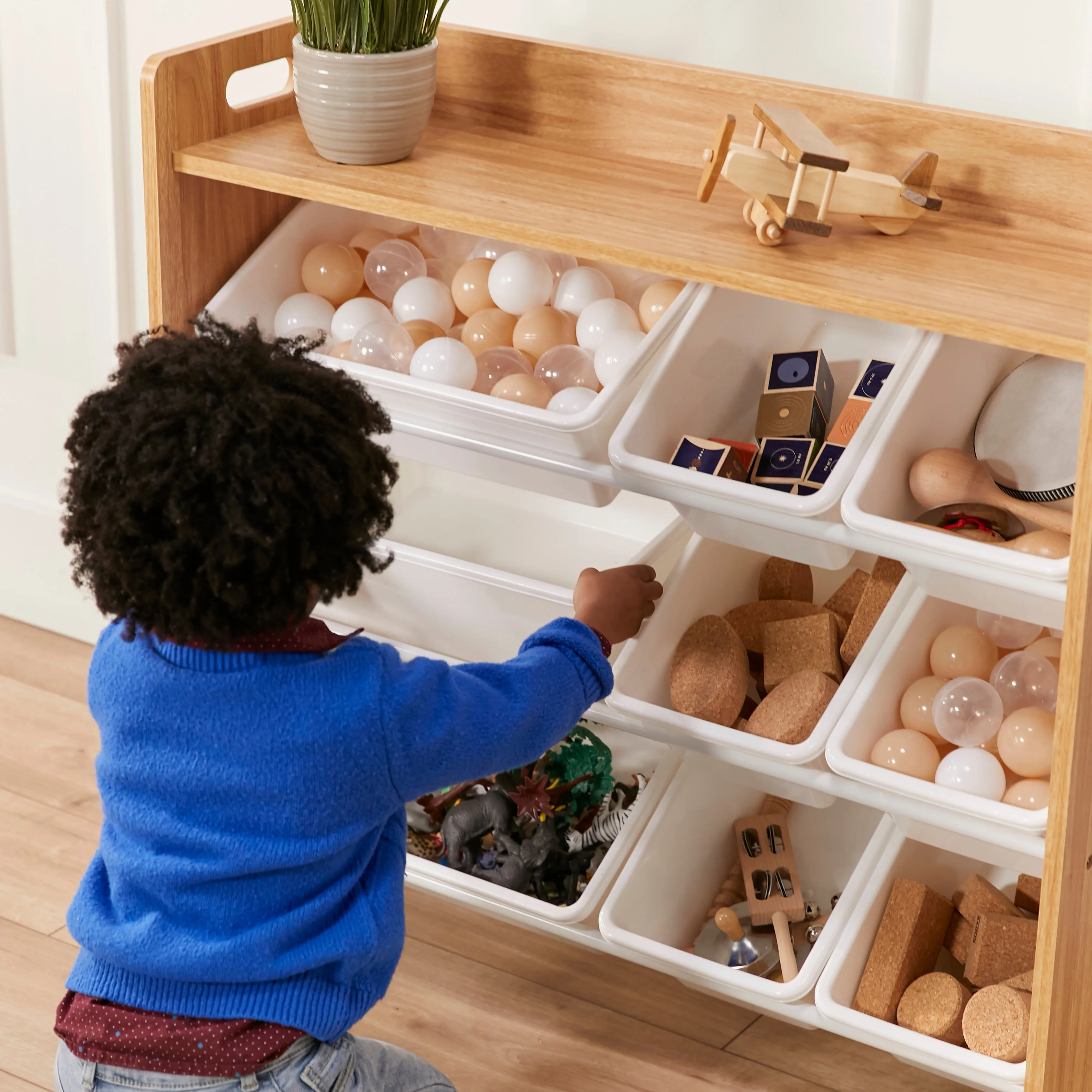 3-Tier Organizer with Shelf and 9 Bins, Toy Storage