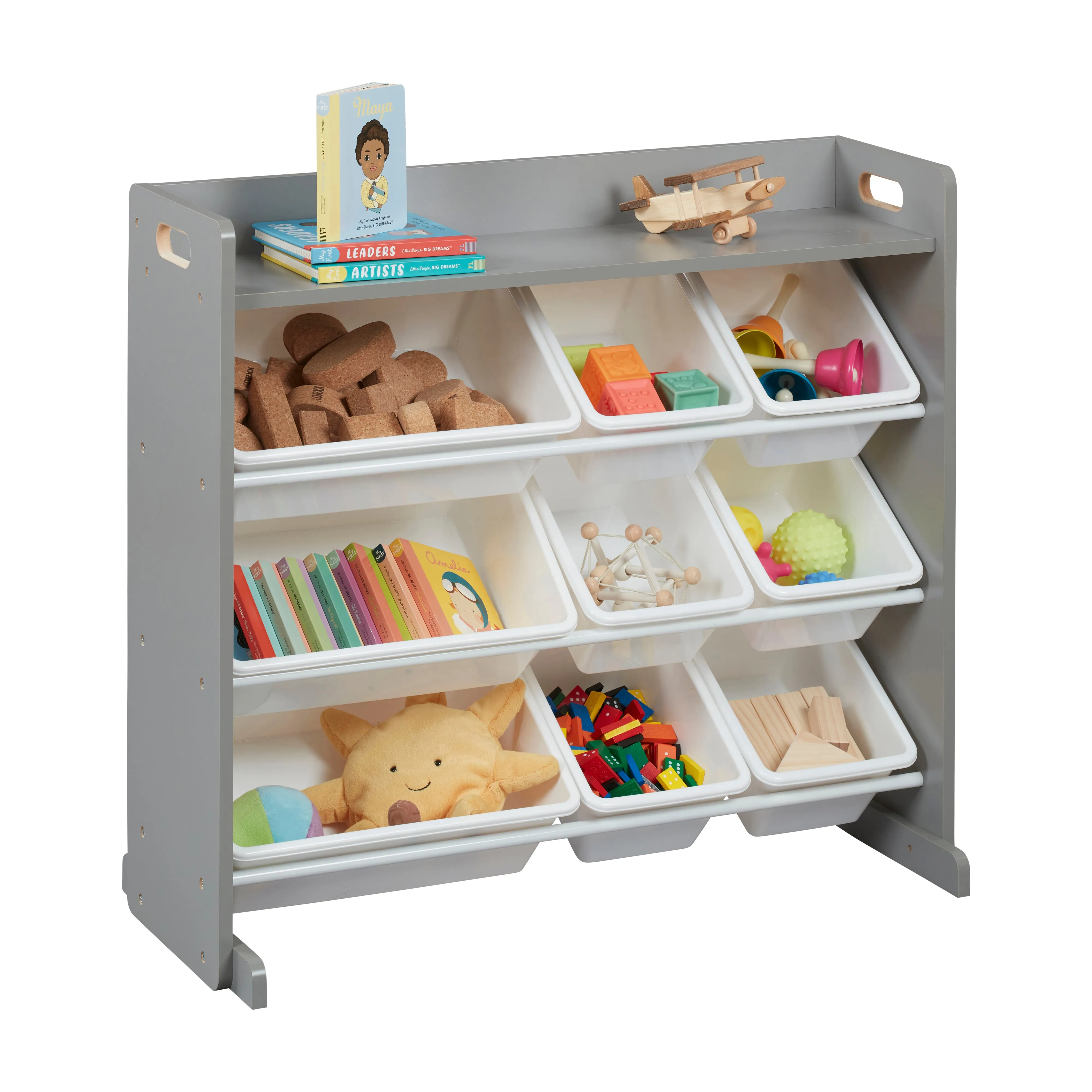 3-Tier Organizer with Shelf and 9 Bins, Toy Storage