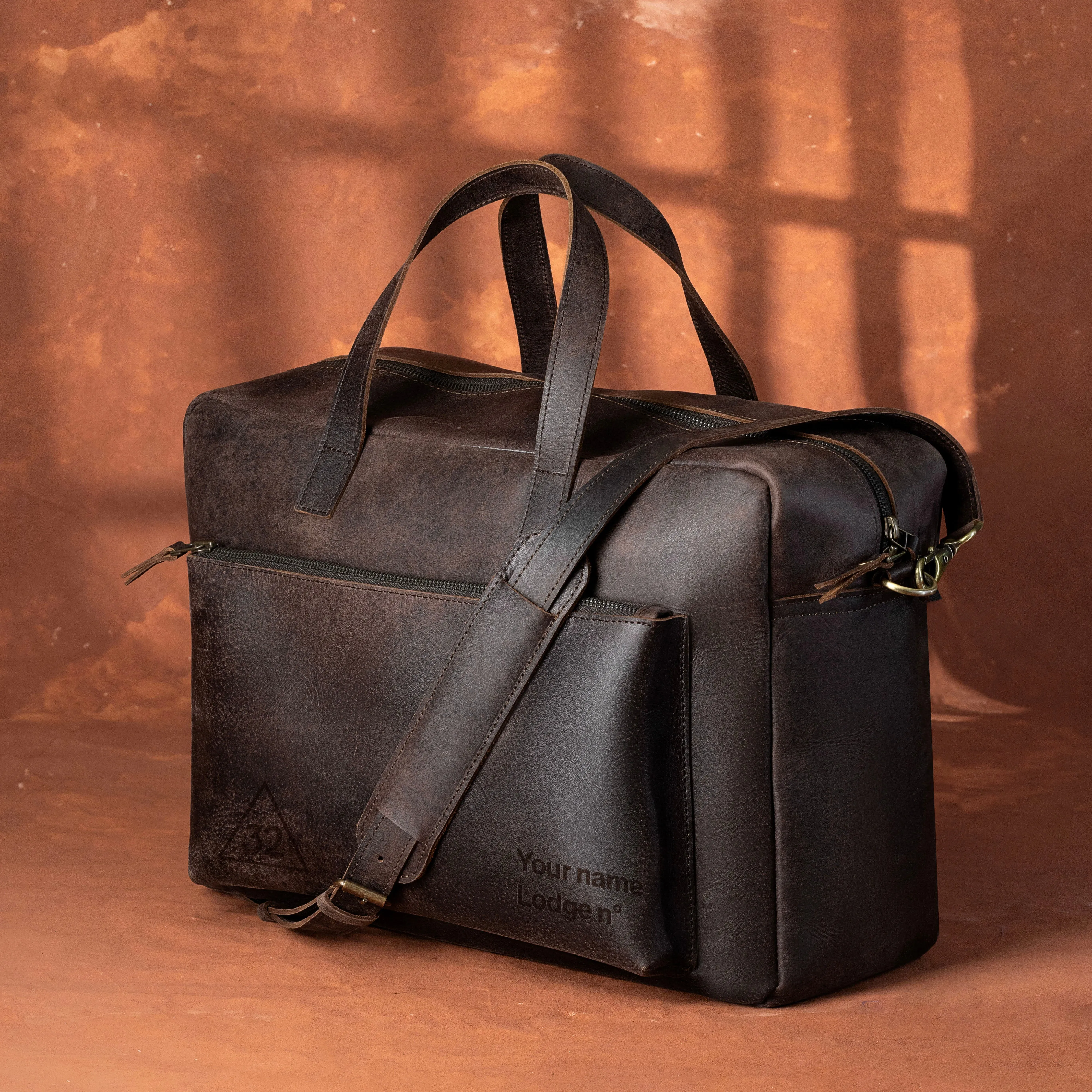32nd Degree Scottish Rite Briefcase - Dark Brown Cow Leather