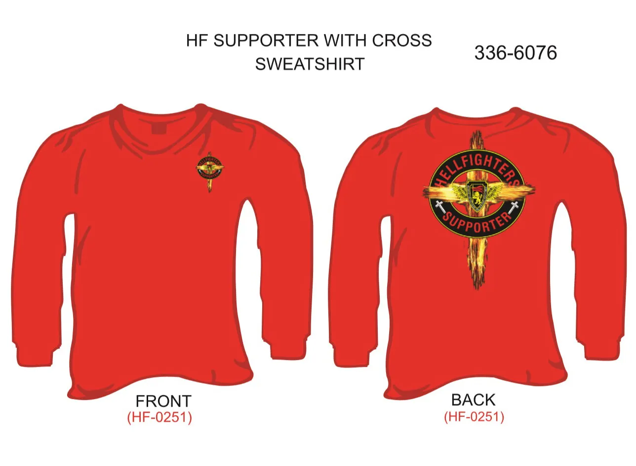 336-6067 T-Shirt, Long Sleeve, Supporter w/Cross (Red, blank sleeves)