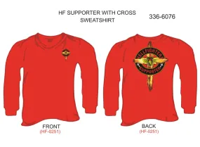 336-6067 T-Shirt, Long Sleeve, Supporter w/Cross (Red, blank sleeves)