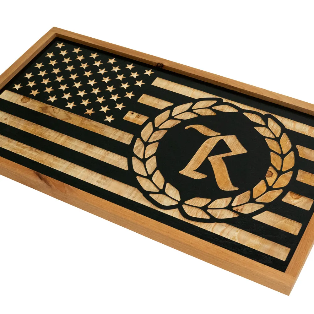 3D US Flag Logo Wooden Wall Art [NATURAL X BLACK] LIMITED EDITION