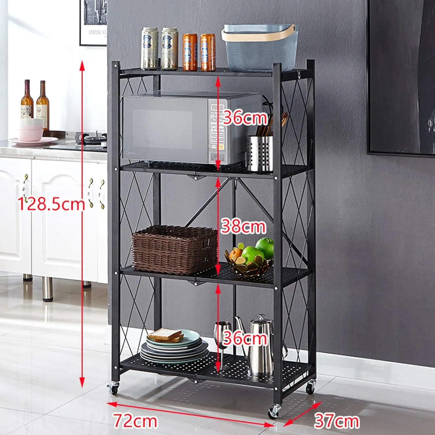 4-Shelf Storage Kitchen Trolly