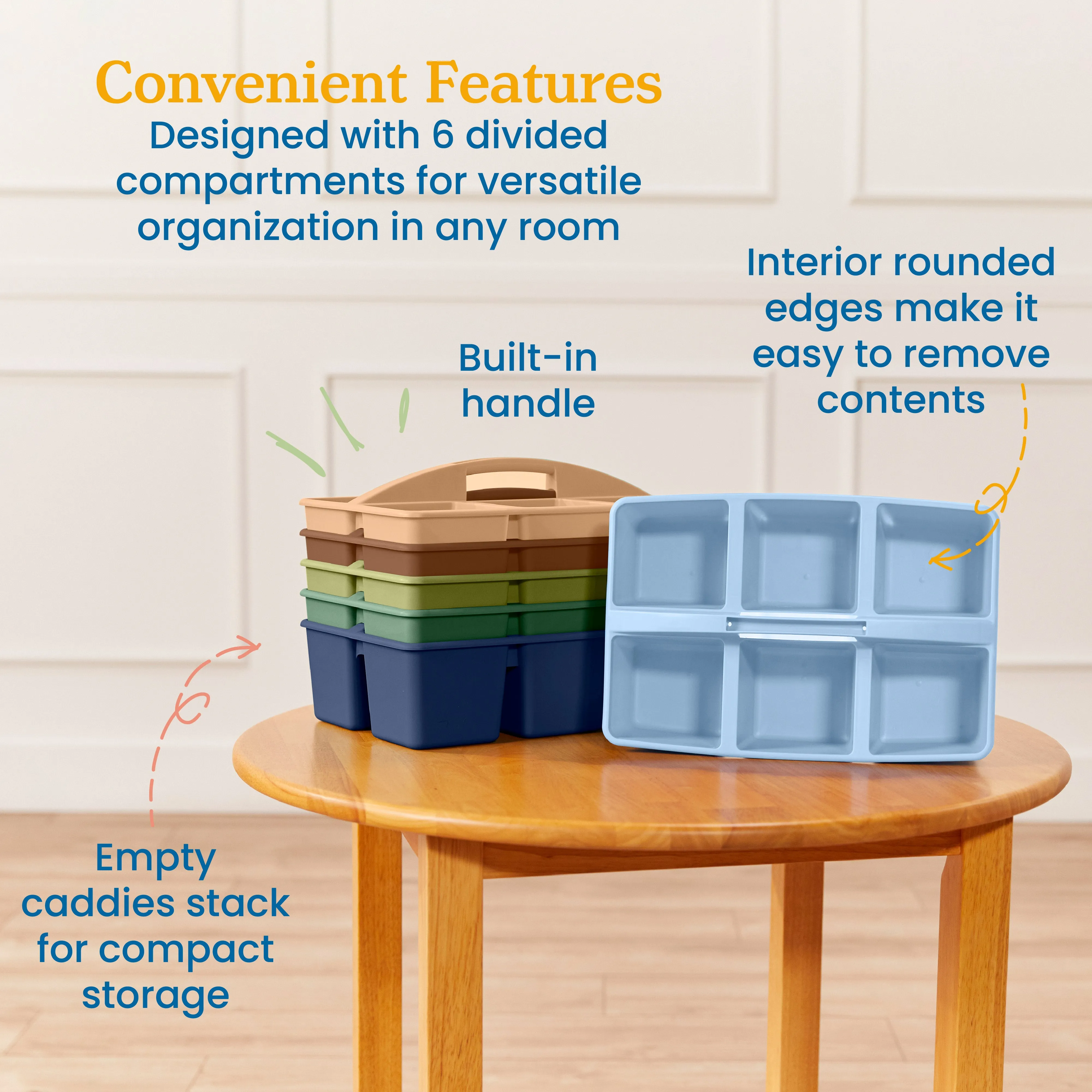 6-Compartment Large Caddy, Storage Organizer