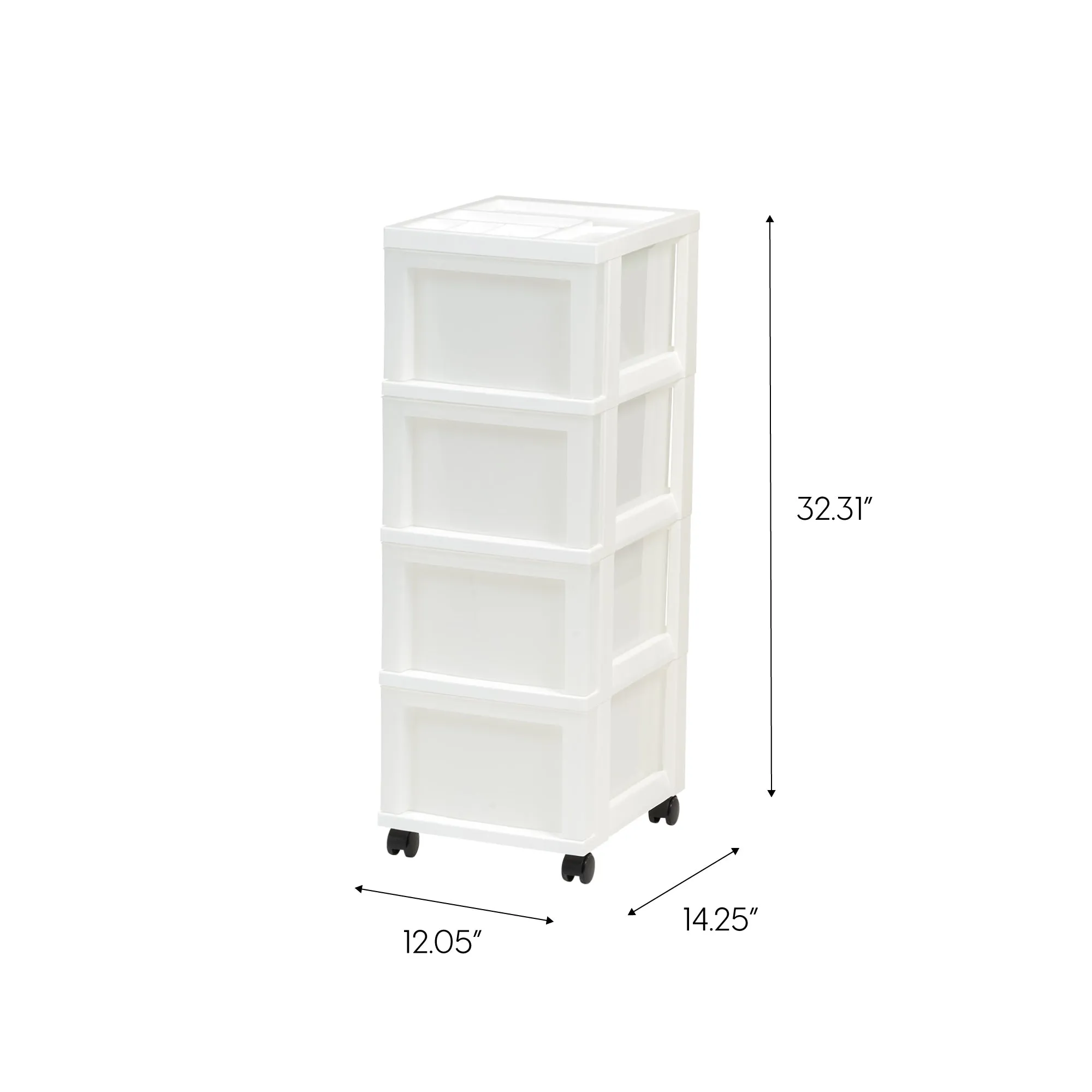 6-Drawer Storage Cart with Organizer Top, White/Pearl