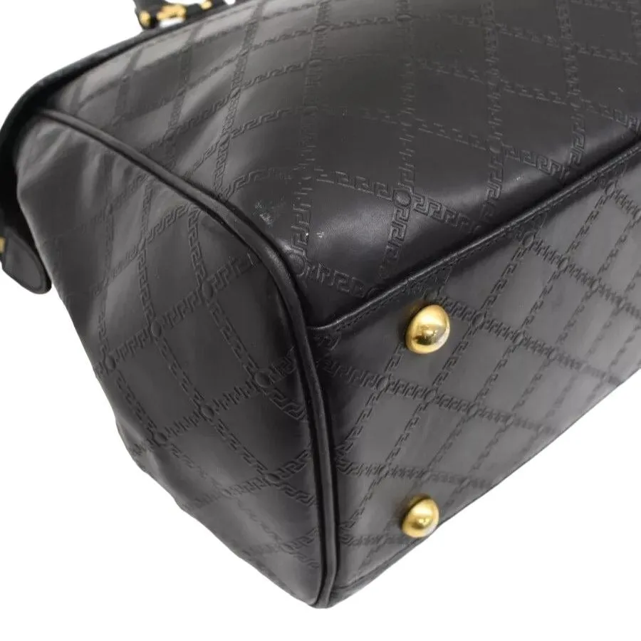 698558AM (S6) Versace Satchel Bag Black Leather