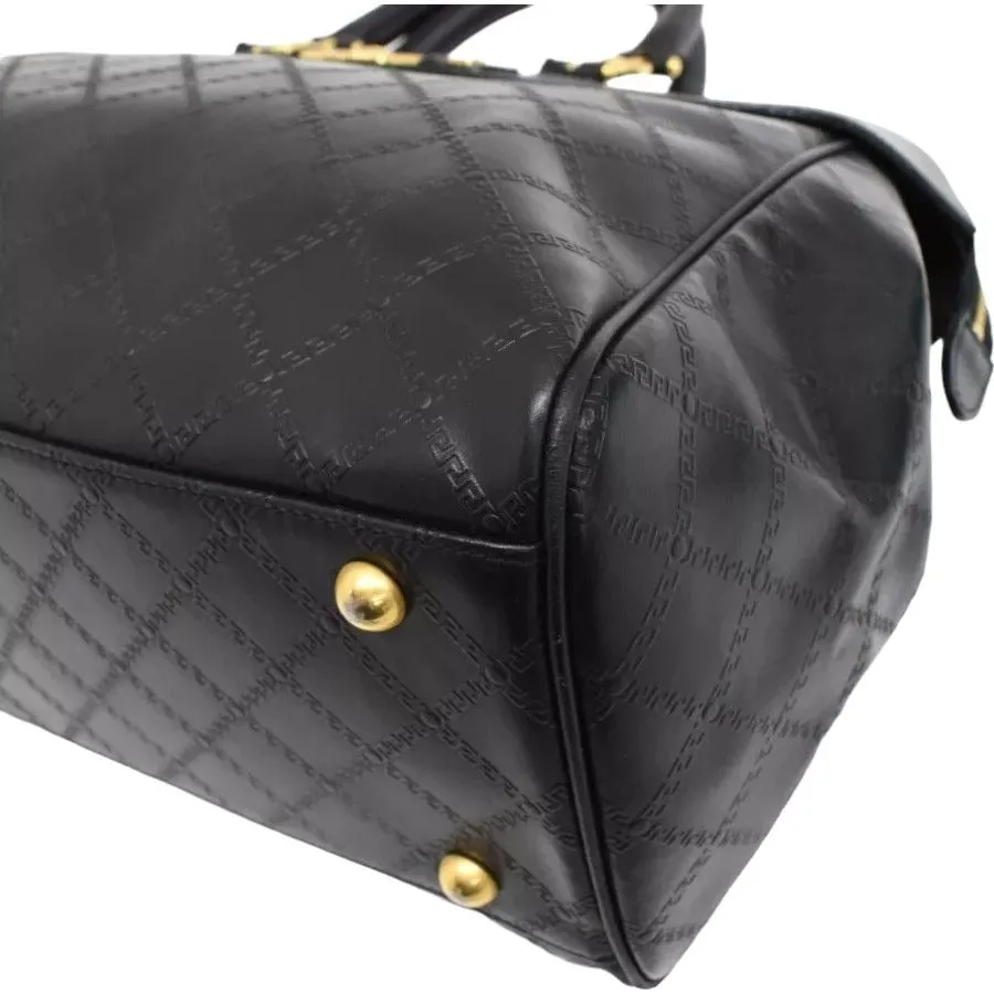 698558AM (S6) Versace Satchel Bag Black Leather
