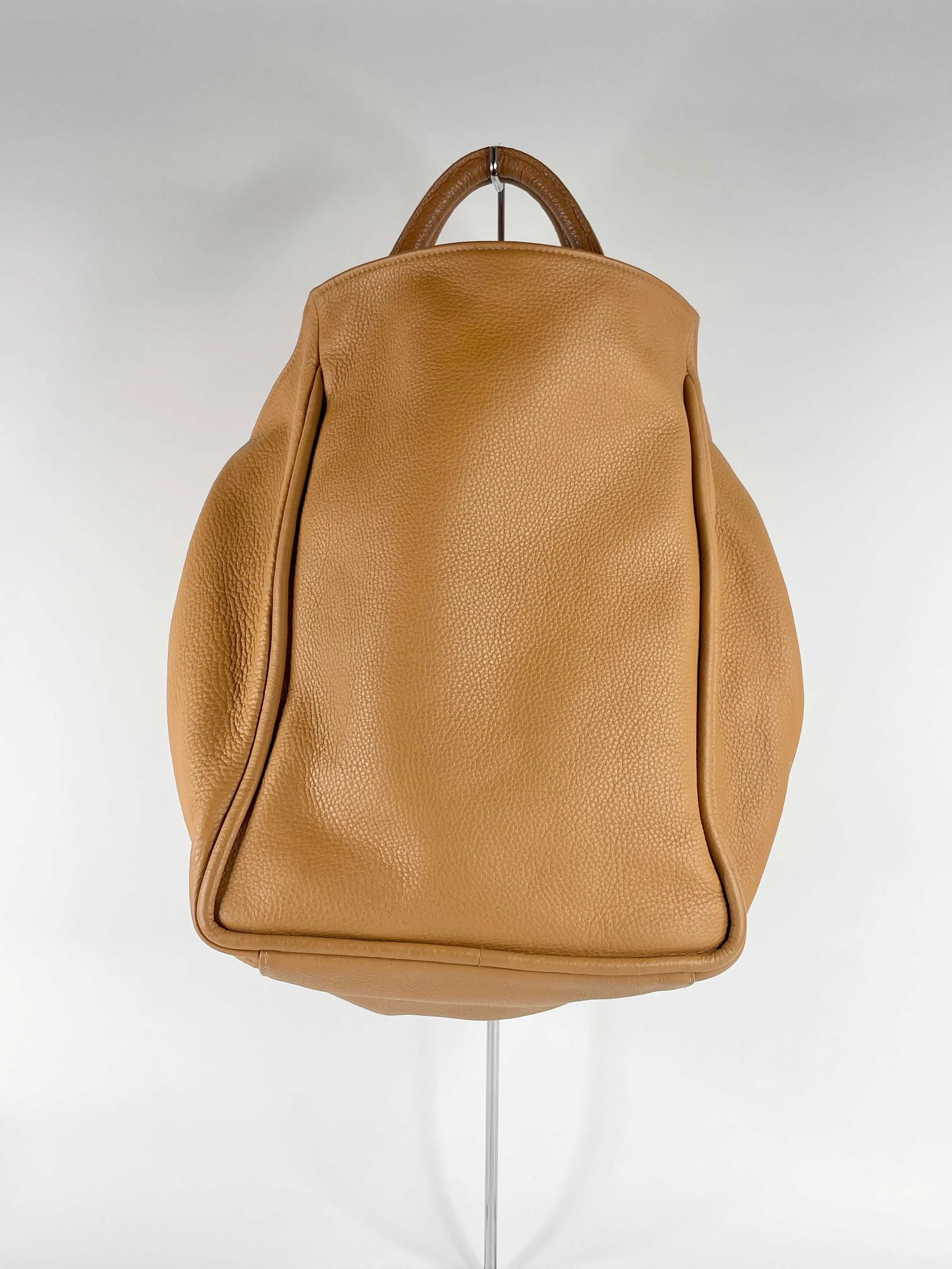 A-Esque Ochre Grained Leather Large Shoulder Bag