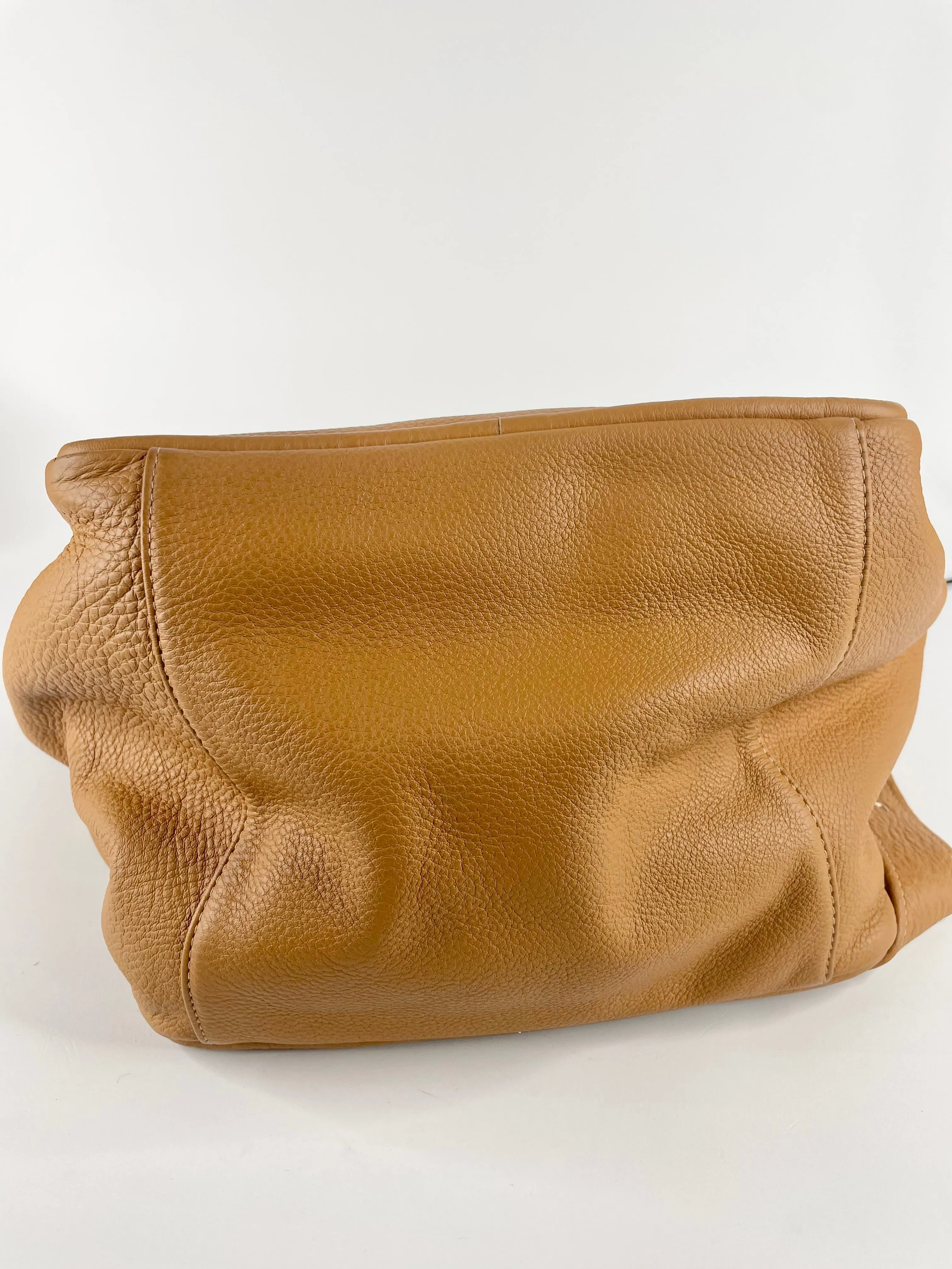 A-Esque Ochre Grained Leather Large Shoulder Bag