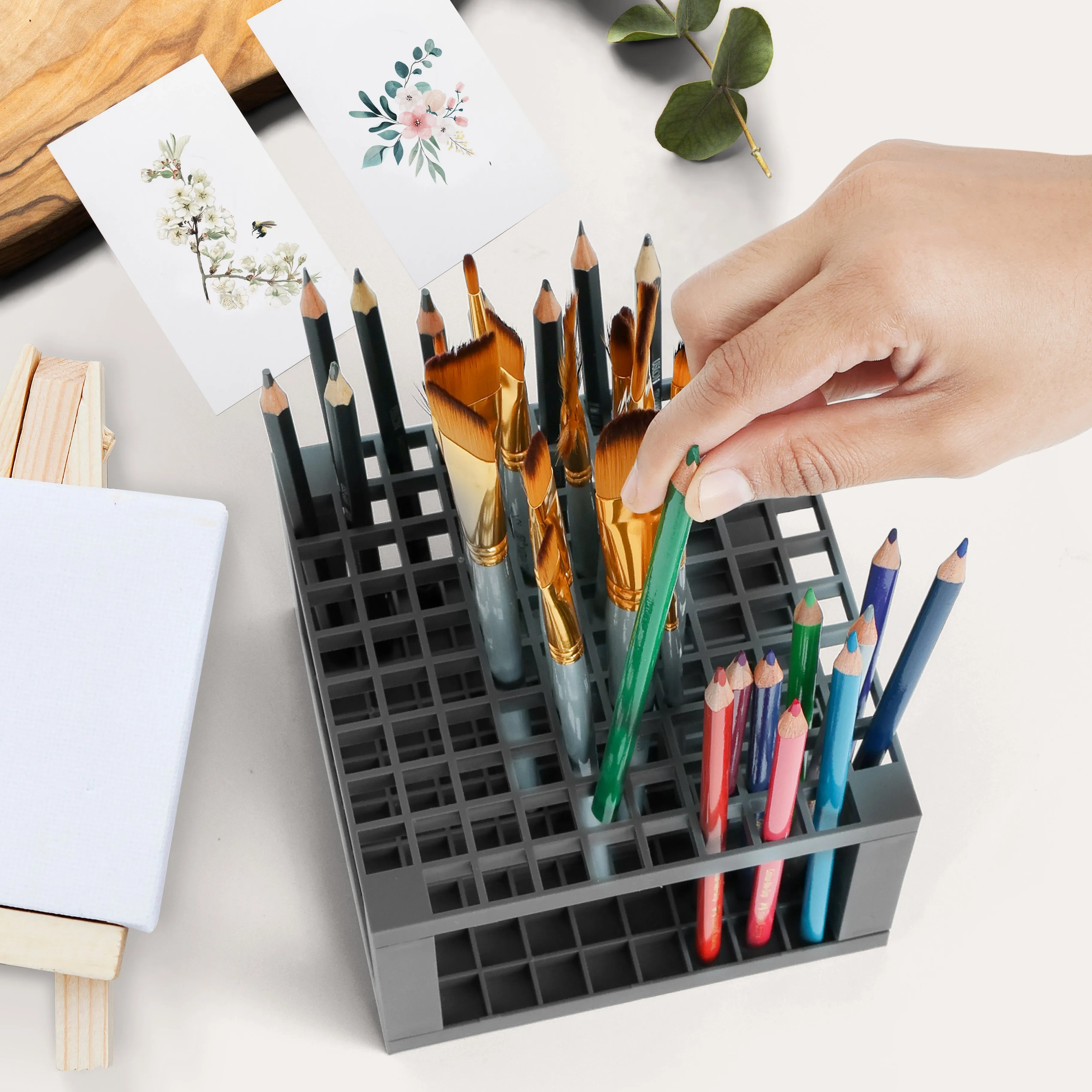 ABOUT SPACE 96 Holes Pencil & Brush Holder (Grey)