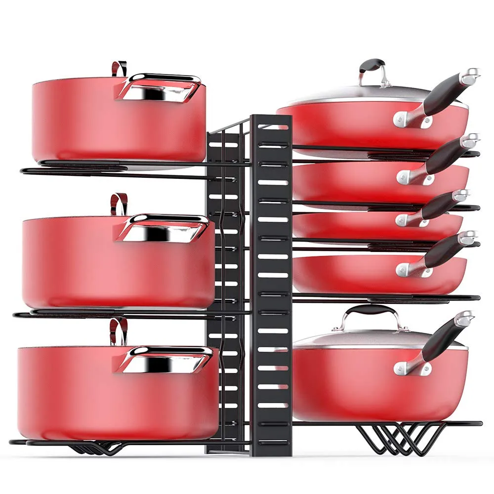 Adjustable 8 Tier Pan and Pot Lid Holder Rack