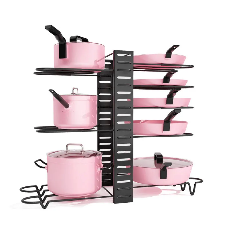 Adjustable 8 Tier Pan and Pot Lid Holder Rack