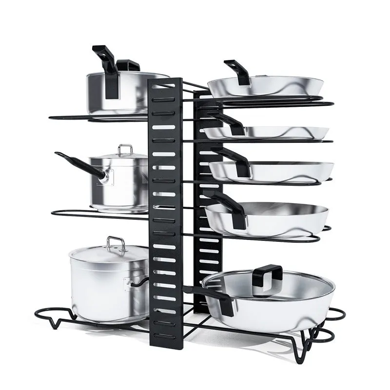 Adjustable 8 Tier Pan and Pot Lid Holder Rack