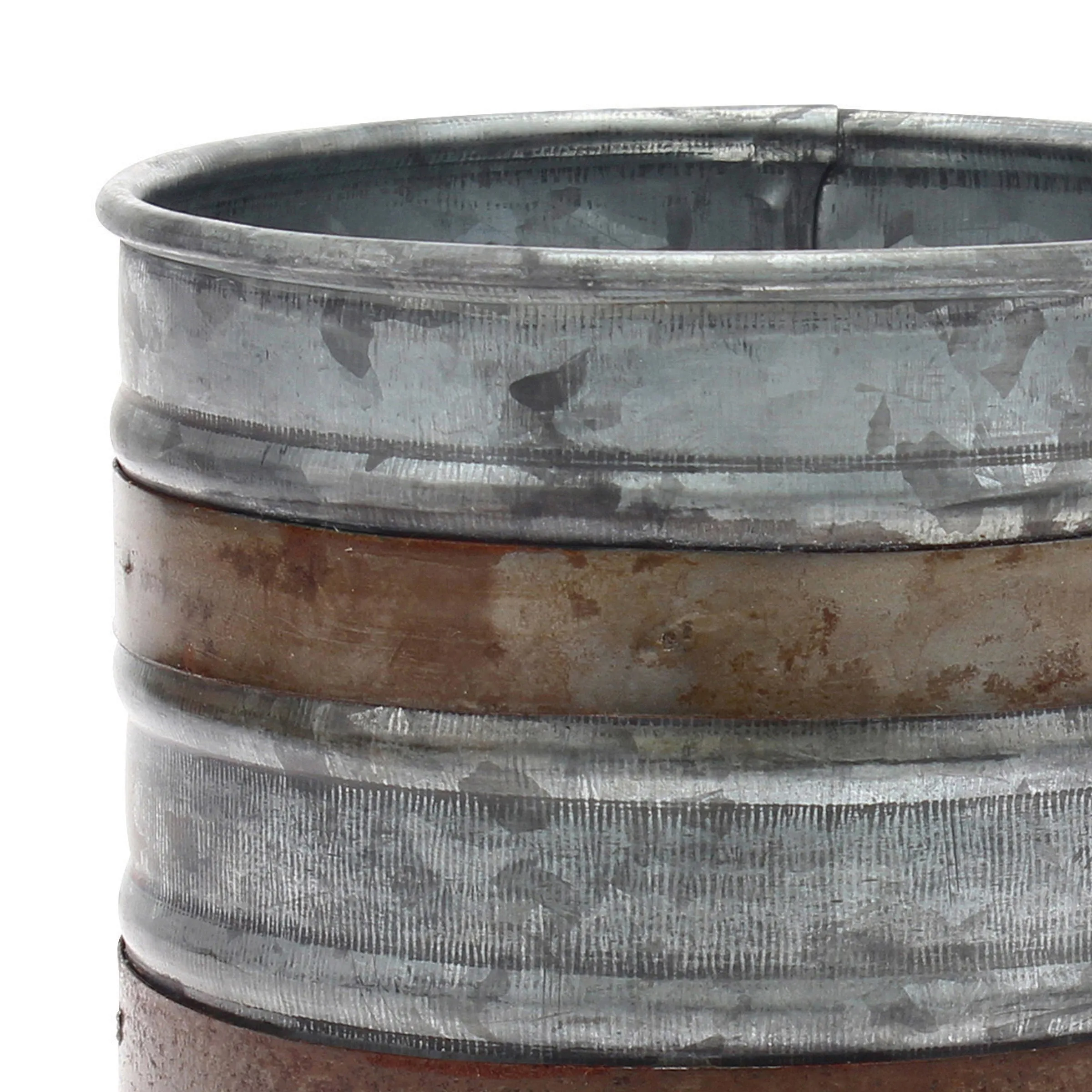 Aged Galvanized Metal Container with Rust Trim Detail