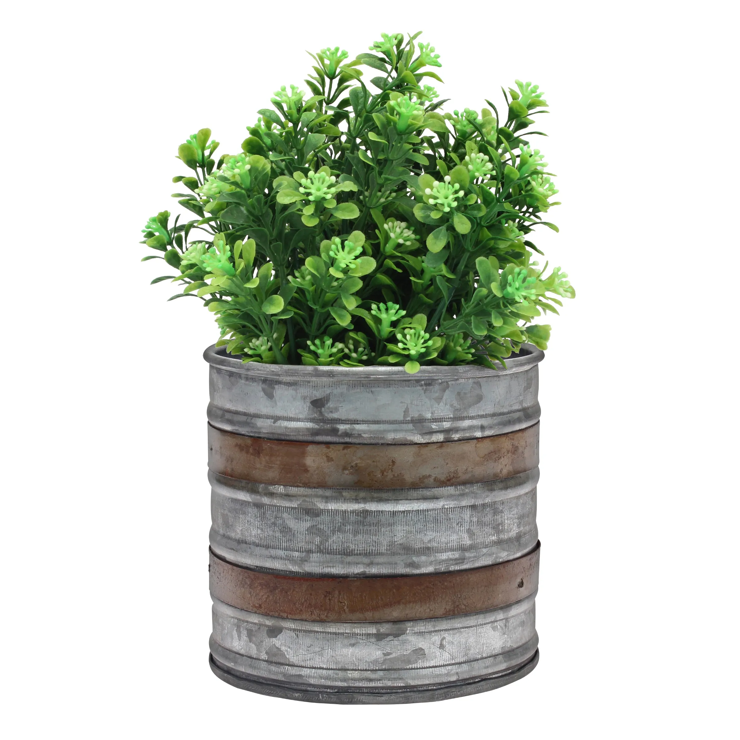 Aged Galvanized Metal Container with Rust Trim Detail