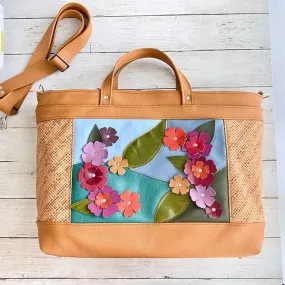 Archive Plus in Patchwork, Blossoms, Raffia, Camel
