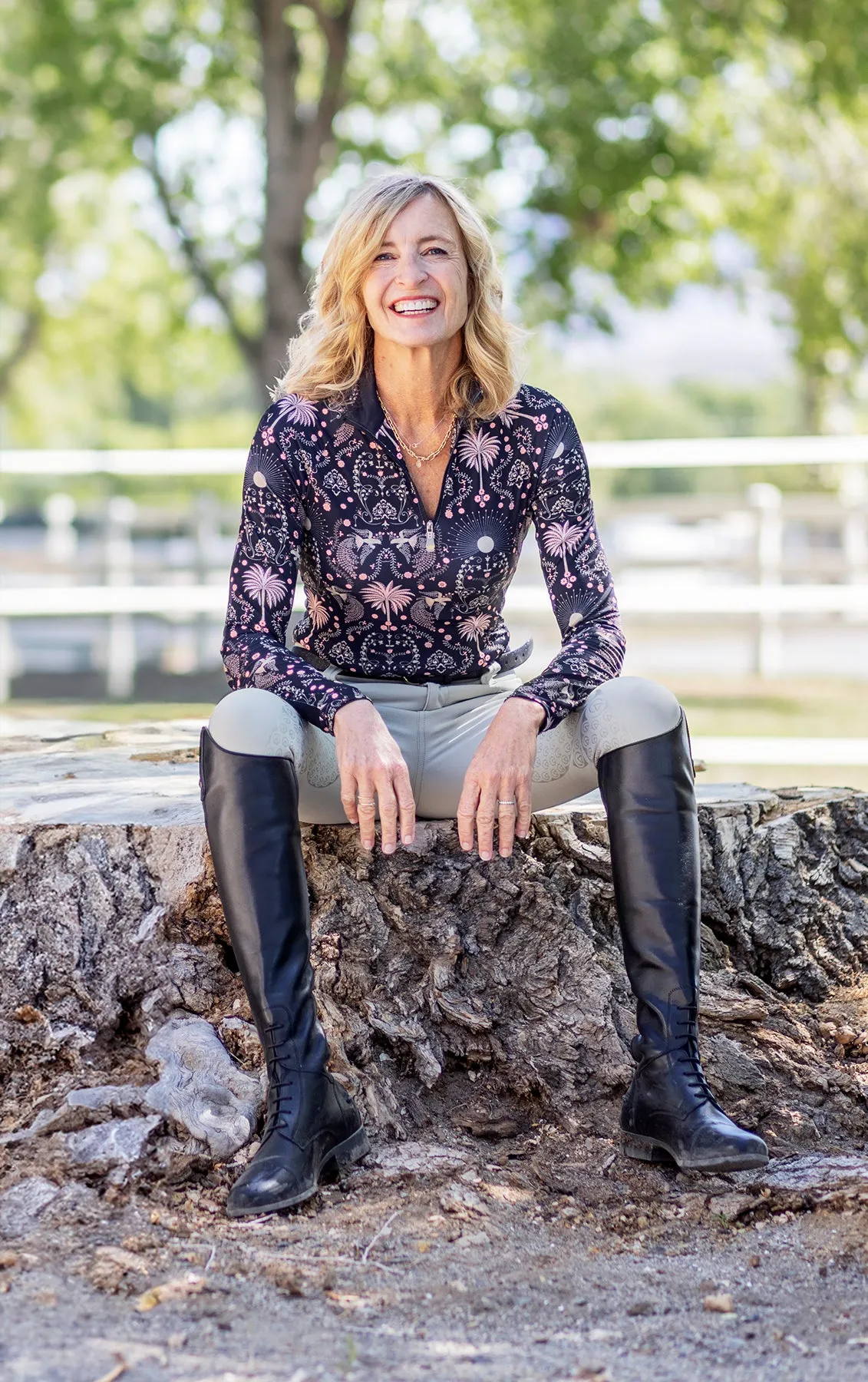 Black Regal Palm Long Sleeve Sun Shirt