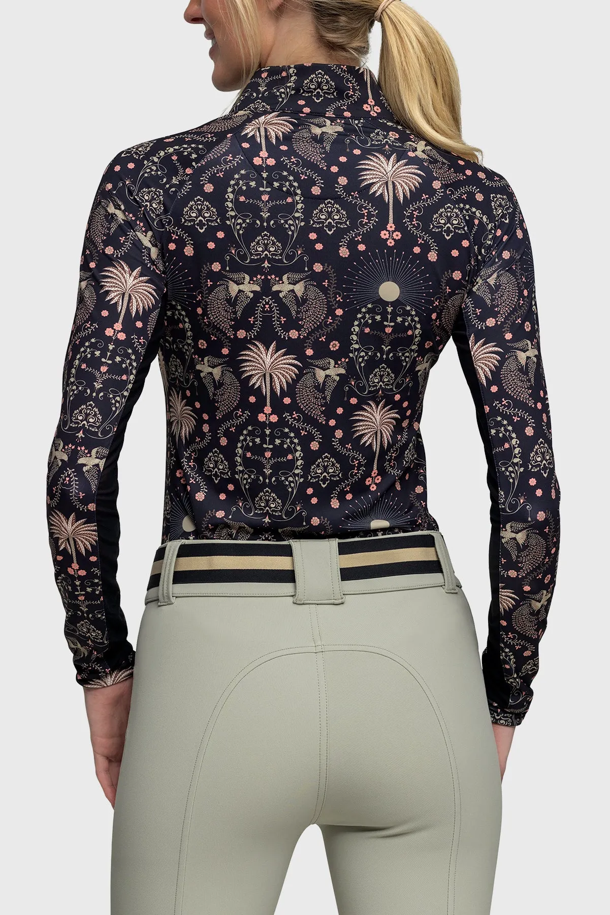 Black Regal Palm Long Sleeve Sun Shirt