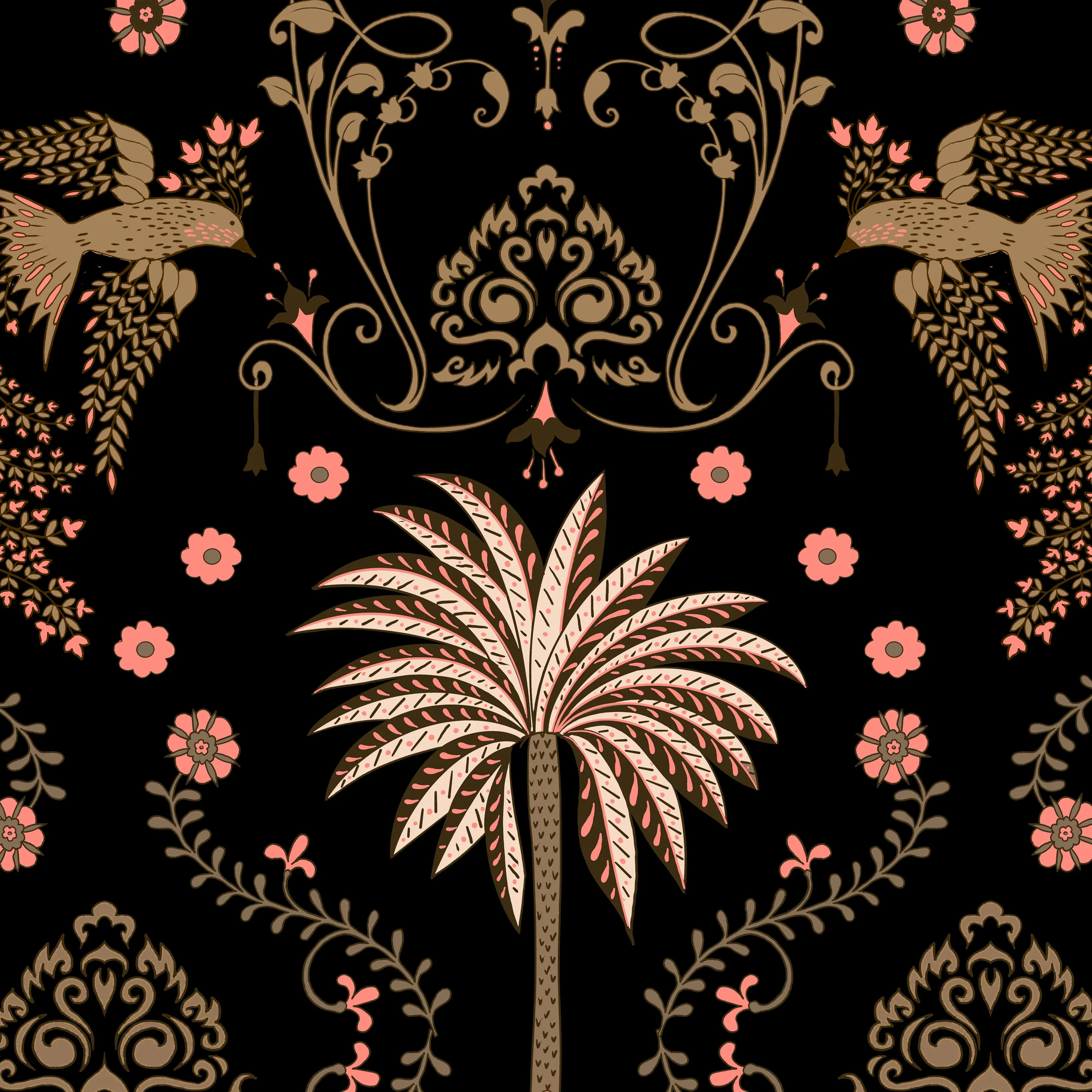 Black Regal Palm Long Sleeve Sun Shirt