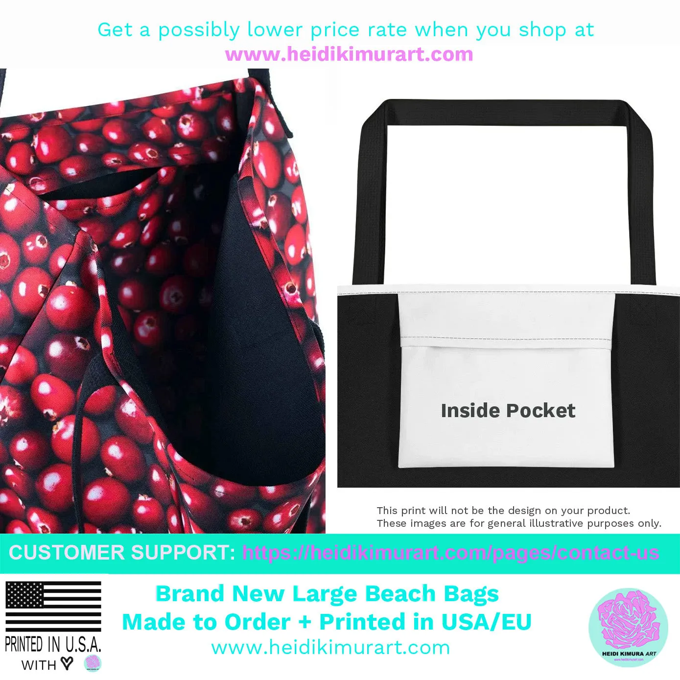 Blue White Star Tote Bag, Designer Large 16"x20" Unisex Beach Tote Bag- Made in USA/EU