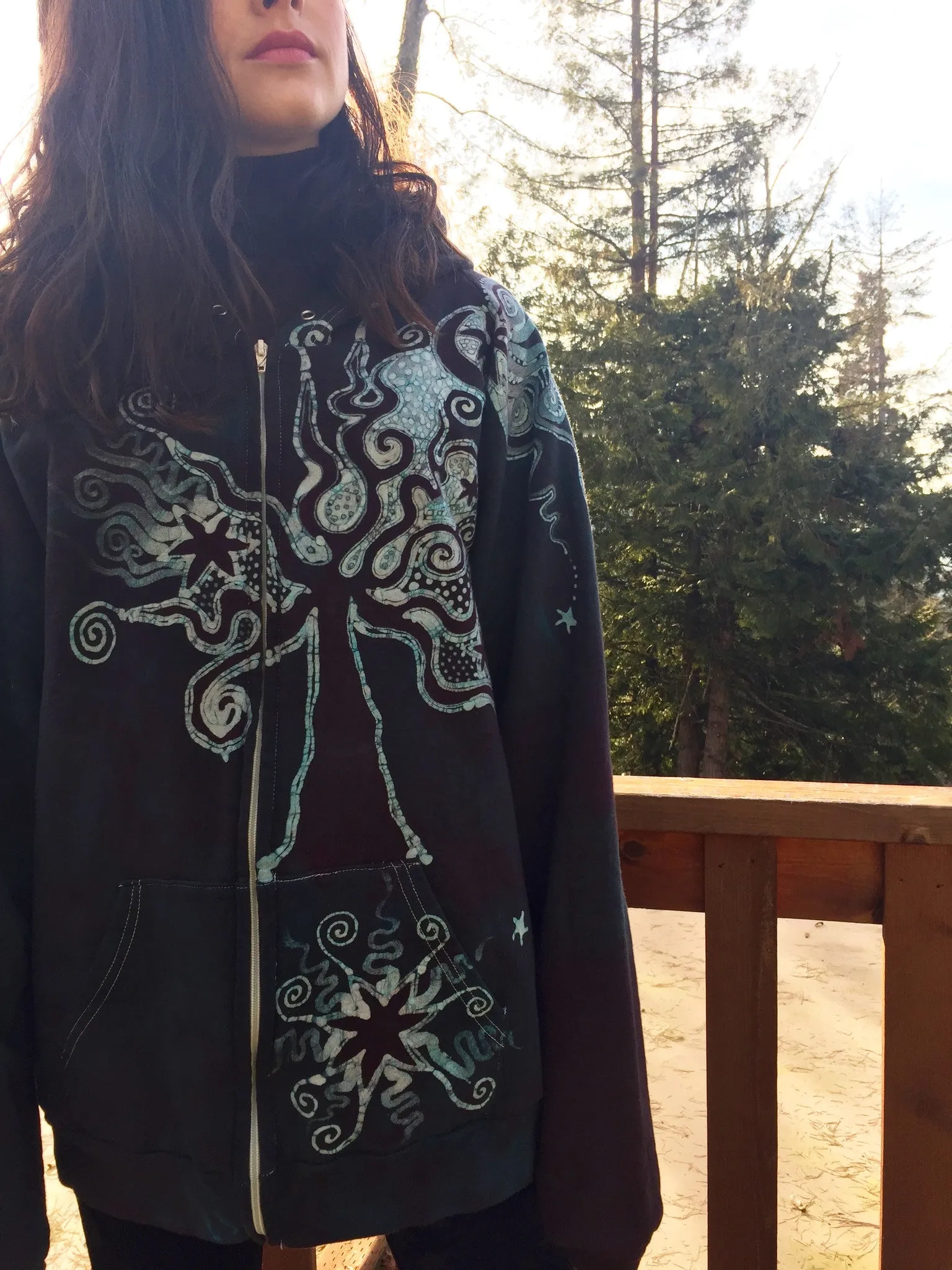 Brave the Storm Tree Organic Cotton Batik Hoodie