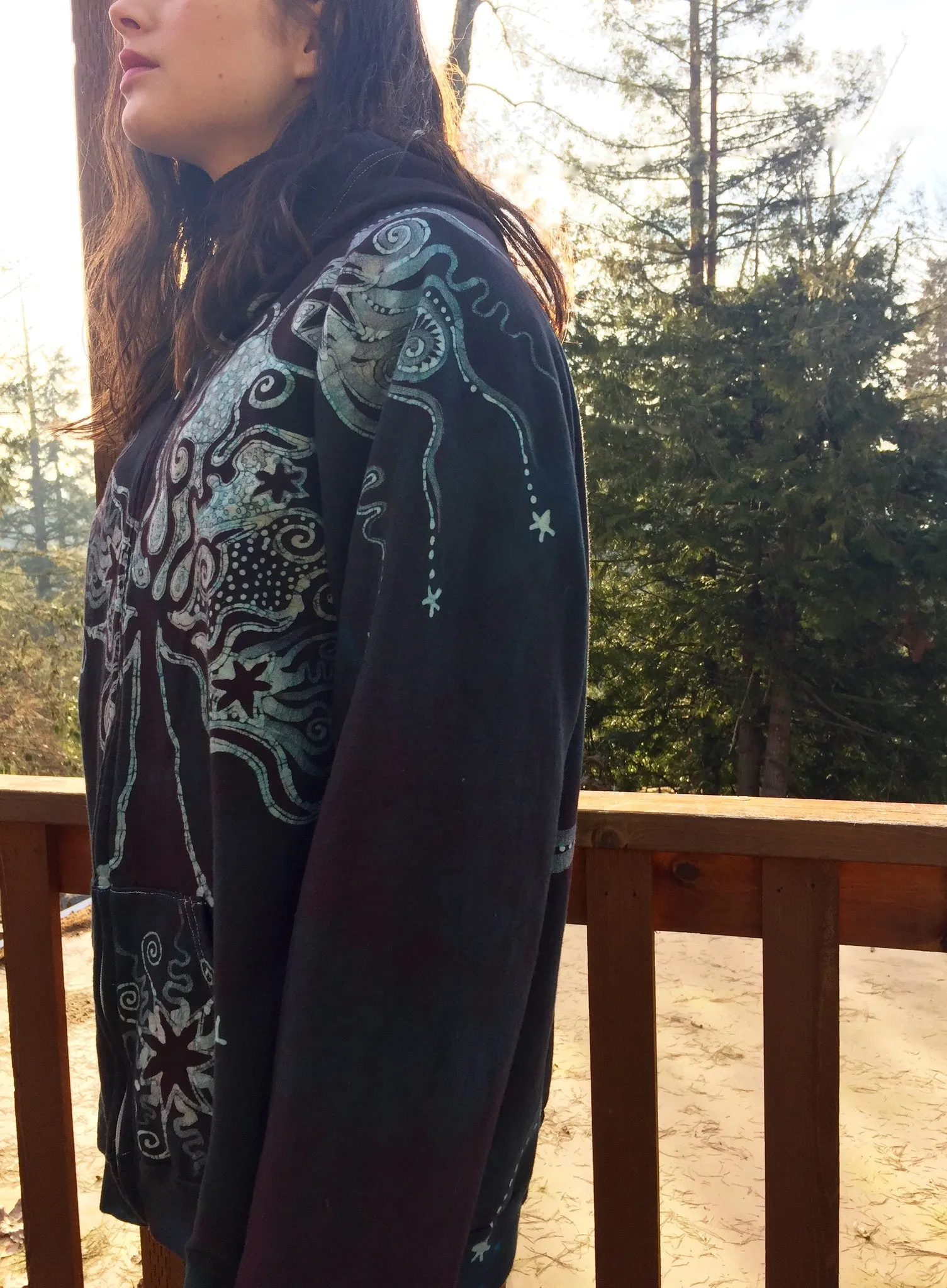 Brave the Storm Tree Organic Cotton Batik Hoodie