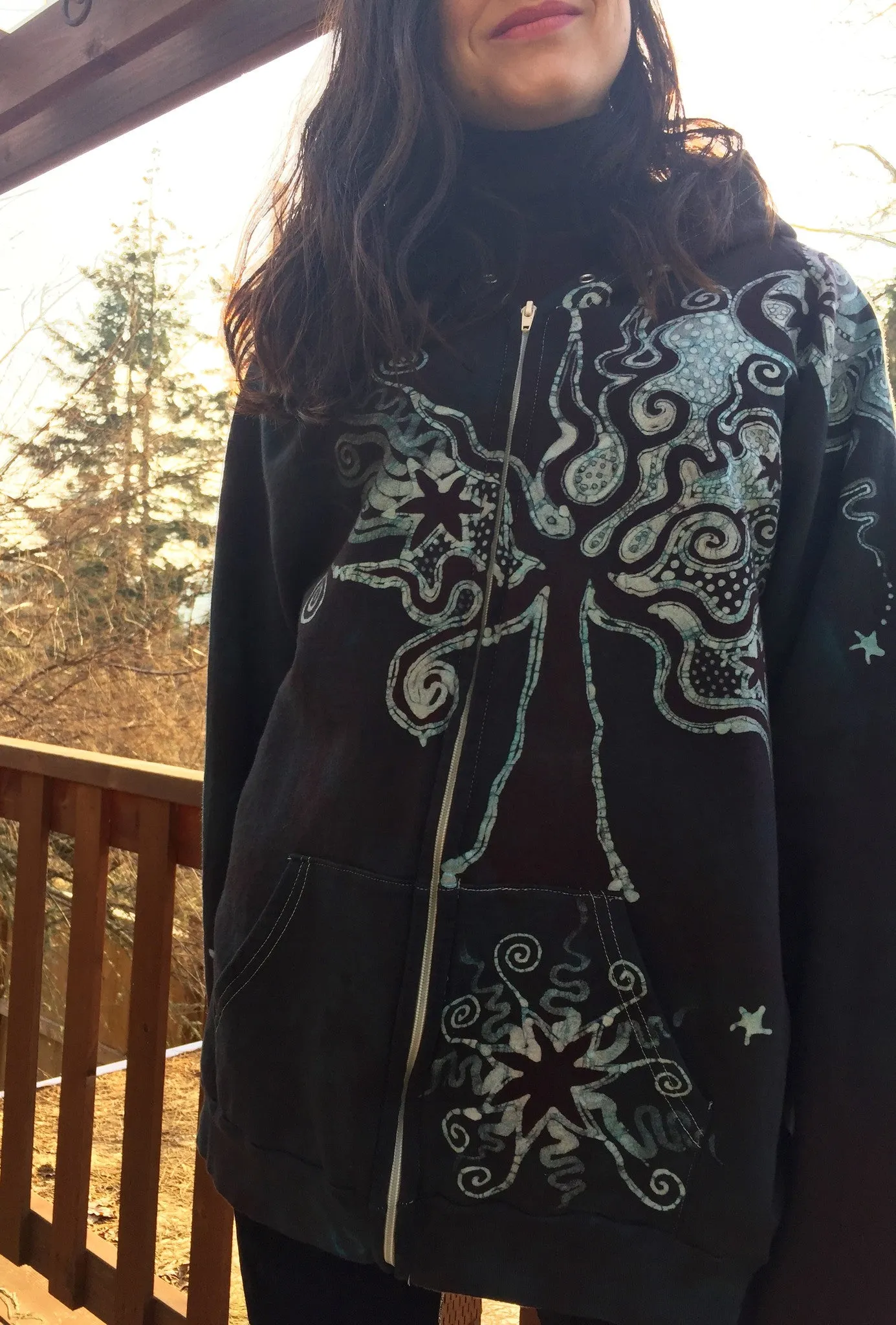 Brave the Storm Tree Organic Cotton Batik Hoodie