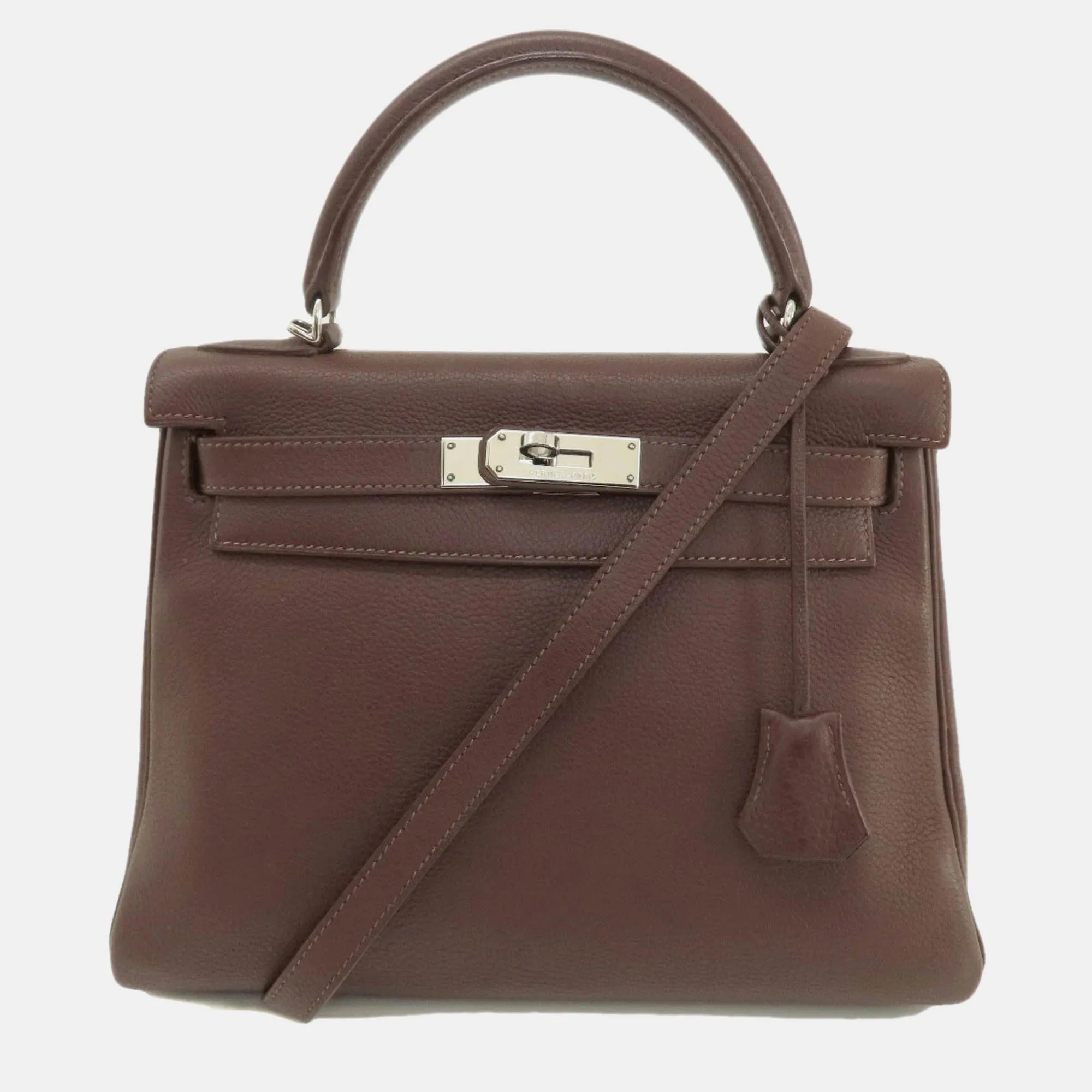 Brown Taurillon Clemence Leather Kelly 28 Tote Bag