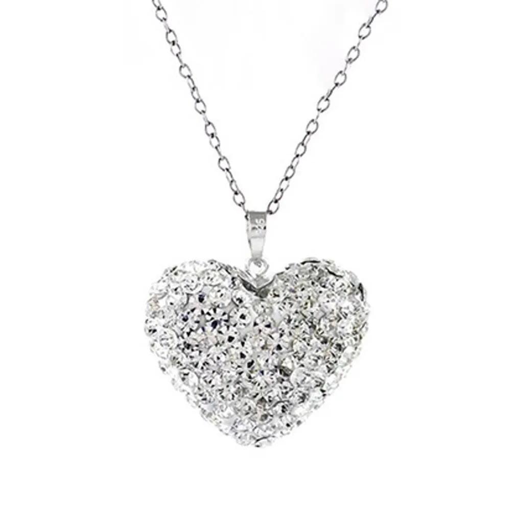 Bubble Heart Pendant in Solid Sterling Silver Made with Swarovski Elements