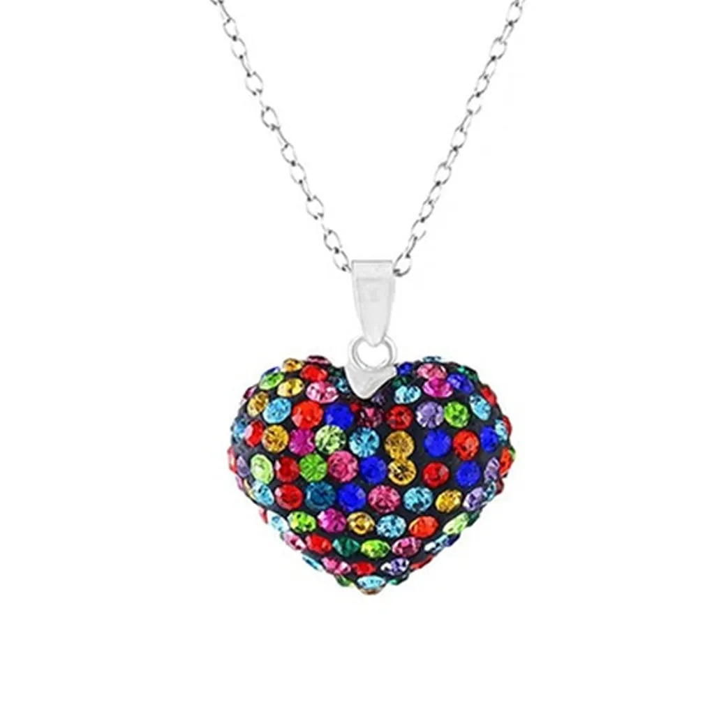 Bubble Heart Pendant in Solid Sterling Silver Made with Swarovski Elements