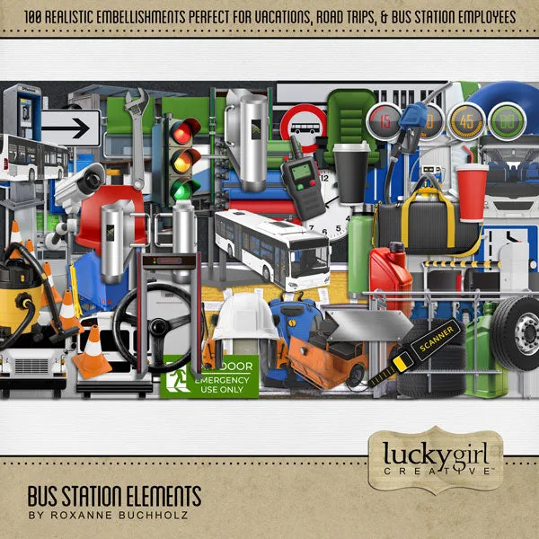 Bus Station Elements Digital Scrapbook Kit